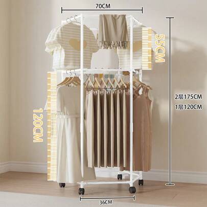 Hexagonal Double-Rod Floor Clothes Rack