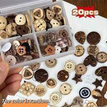 20 chiếc nút nhựa màu sắc và họa tiết ngẫu nhiên, thích hợp cho việc làm sổ lưu niệm, trang trí quần áo, thủ công - Bao gồm hoa, bông tuyết, màu Macaron - Nhiều màu - Xem 8