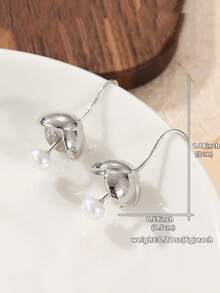 1 Đôi bông tai mặt dây chuyền ngọc trai giả hình nụ hoa màu bạc tối giản thanh lịch, phù hợp làm phụ kiện trang sức hàng ngày và lễ hội cho phái nữ, món quà hoàn hảo. - Bạc - Xem 6