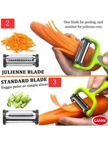 1 cái dụng cụ gọt rau củ đa năng, thiết kế lưỡi xoay 3 trong 1 với chức năng bào sợi, thích hợp để gọt vỏ khoai tây, táo và các loại rau củ khác. Dụng cụ gọt hình chữ I và chữ Y phù hợp với trái cây, rau củ, khoai tây, cà rốt, dưa chuột. Thiết kế lưỡi xoay 3 trong 1 với chức năng bào sợi. - Nhiều màu - Xem 7