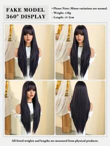 32 Inch Purple Straight Layered Wig With Bangs - Soft Heat Resistant Synthetic Wig, Suitable For Women's Daily, Festival, Party, Christmas And Cosplay Occasions - Purple - View 5