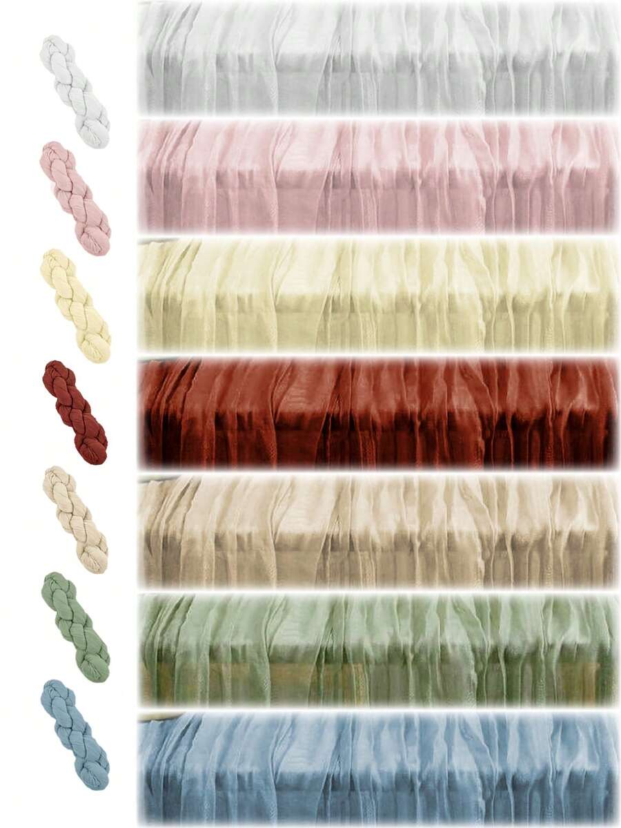 10条/包，10英尺（3米）灰色和红色波西米亚风粗棉布桌旗，适合婴儿派对、婚礼、夏季花园和农舍装饰 - 鐵鏽紅 - 查看 1