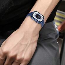 St.siabe حزام مُنقّش متوافق مع مقاسات 45مم، 44مم، 42مم، 41مم، 40مم، 38مم، سلسلة أحزمة سيليكون ناعمة بنمط بوهيمي مزخرف بالأزهار والنمر، متوافق مع S10، 9، 8، 7، 6، 5، 4، 3، 2، 1، SE، جنسي - الأزرق الداكن - مشاهدة 2