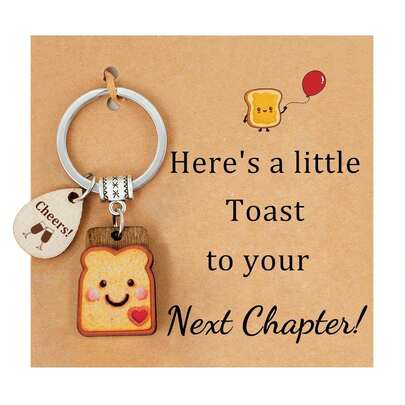 New Beginnings Gifts For Women Toast Keychain, Coworker Leaving Gifts For Next Chapter, Engagement Party Presents With Chram For Newly Engaged, Housewarming Present For Homeowner First Home
