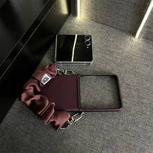 Ins Hot Dark Purple Explosion Pattern Phone Case With Wrinkled Elasticity Hand Strap Compatible With Samsung Galaxy ZFlip7 Z Flip6 ZFlip 5 Back Cover - Purple - View 11