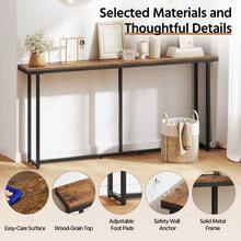 Costoffs Console Table 180cm Entryway Table, Modern Side Table Simple Long Table For Hallway/Living Room/Home/Office, Rustic Brown - Rustic Brown - View 8