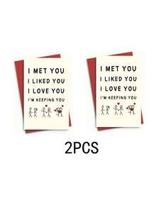 1/2 Pcs "I Like You, Love You, Keep You" Anniversary & Celebration Of Love Greeting Card - Apricot - View 8