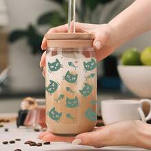 4片装可爱猫咪UV立体转印贴纸，适用于16盎司利比玻璃杯 - 防水3D水晶转印贴纸，可用于DIY手工制作、马克杯、笔记本电脑等 - 多色-款式1 - 查看 4