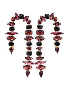 sehuoran 1 Pair Handmade Copper Alloy Welded Willow-Shaped Rhinestone Glitter Tassel Symmetrical Design Earrings, Suitable For Daily Wear And Party Accessories, Luxury Jewelry Imitation - Style 1 - View 15