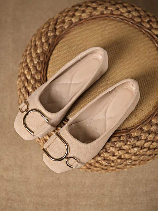 1 Pair Solid Color Fashion Flat Square Toe Women Shoes, Suitable For Office, Home, Outdoor, Gym, Party, Wedding, Holiday, Beach, All Seasons