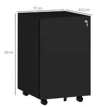 Vinsetto Lockable Filing Cabinet With Drawers, 37L X 43.5W X 60H, Rolling With Brakes, 3-Tier Adjustable Steel Shelf, Black - 1 - View 7