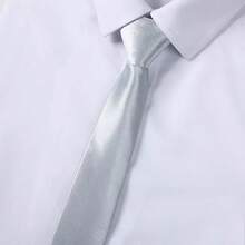 1条2英寸纯色窄领带，手工制作，适合婚礼和商务场合。 - 銀色 - 查看 1