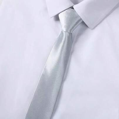 1pc 2-Inch Solid Color Narrow Necktie, Handmade Tie For Wedding And Business