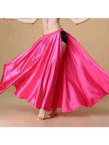 Chân váy maxi khiêu vũ thời trang, chân váy phồng xẻ tà đôi bằng satin dành cho nữ, thích hợp cho múa bụng, flamenco, nhạc rock. - Nhiều màu - Xem 31