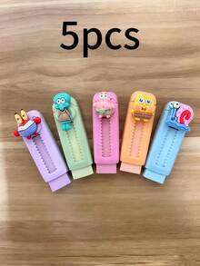 1pc/5pcs SpongeBob Themed Erasers, Creatively Designed And Adorable. Made Of High-Quality Materials, Smooth Surface, Easy To Wipe. Suitable For School And Office Use. An Ideal Choice For School Supplies, Teacher Gifts, And Durable Erasers. Also A Great Birthday Or Christmas Gift. - Multicolor - View 8