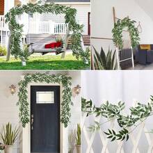 1/50pcs Willow Wreath, Artificial Green Hanging Leaves Vines, Fake Plants, Floral Bouquet, Suitable For Background Arch Wall Decor, Home Decor, Wedding Decor, Tabletop Decor, Spring Decor, Room Decor, Balcony Decor, Kitchen Supplies, Dining Room Decor, Bedroom Decor, Bathroom Supplies, New Year Decor, Bridal Bouquet, Birthday Party Decor, Holiday Decor, Anniversary, Fireplace Decor, Garden Supplies, Etc.