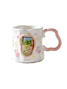 1个蝴蝶花卉图案陶瓷马克杯，咖啡杯，水杯，ins风早餐杯，送给姐妹/闺蜜的独特礼物 - 彩色 - 查看 12