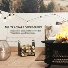 Outsunny Log Holder 36.5 X 30 X 36 Log Holder With Handles, Outdoor/Indoor Log Holder, Up To 30 Kg, Steel, Black - 1 - 查看 6