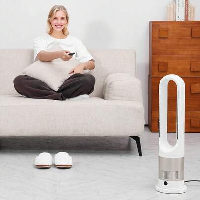 Tower Fan, 23.3ft/S Or 22 Ft/S Or 15.4ft/S Or 16.4ft/S Or 16 Ft/S Velocity Quiet Floor Fanthat Blows Cold Air & Heating Air, 70° Or 80° Oscillating Fans For Indoors With 9 Or 3 Or 8 Speeds, 4 Modes, 24H Or 12H Or 8H Or 9H Timer, Standing Fans With H13 HEPA Filtration, Portable Standing Bladeless Fan With Remote Control  Air Purification Mode For Bedroom, Office, Home