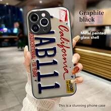 Funda para teléfono con diseño de matrícula de California, compatible con teléfonos ,  17,  16 Pro Max,  15 Pro Max,  13 y  12. Fabricada en TPU, ofrece protección contra golpes y caídas. Un regalo perfecto para aficionados a los coches, amantes de los viajes por carretera y quienes celebran el sesquicentenario de California. Ideal para amigos, familiares y aventureros. - Negro - Ver 1