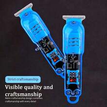 Cordless Hair Clippers For Men – Professional Zero Gap T-Blade Trimmer, Rechargeable, LCD Display, Adjustable Blade & Combs – Home & Barbershop Use (Blue) - Blue - View 3