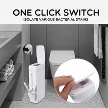 Trash Can,Bathroom Orginazor   Slim Corner Trash Can For Home Use With A Toilet Brush, Designed For Bathrooms And Toilets, Featuring A Plastic Lid.Bathroom Organization And Storage,Kitchen Essentials,Trash Cans For Bedroom,Bathroom Deccor,Bathroom Accesssories,Bathroom Storage,Kitchen,Room Decor,Bathroom Essentials,Home Essentials, Trash Can,Bathroom,Kitchen Essentials,Garbage Bin,Bathroom Deccor,Baño,Laundry Room Accescories - 白色 - 查看 5