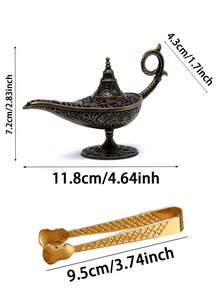 1/2 chiếc lư hương hình đèn và kẹp hương màu vàng, thích hợp để đốt xô thơm, sáp thơm, trang trí nhà cửa theo phong cách cổ điển, trang trí nhà cửa sáng tạo cá nhân hóa. - Đồng - Xem 4