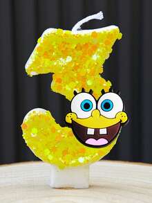 可爱的海绵宝宝数字蜡烛（0-9）——儿童生日蛋糕装饰！动漫卡通派对配件，海绵宝宝粉丝庆祝活动的完美主题用品！ - 彩色 - 查看 8
