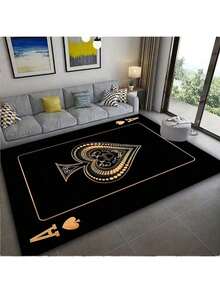 1 Stück Spielkarten Muster Teppich, geeignet für Wohnzimmer, Schlafzimmer, Unterhaltungsbereich Bodenbelag, Bar Dekoration Teppich, Spielzimmer Teppich, perfekt für Party Dekoration - Verschiedenfarbig - Übersicht 18