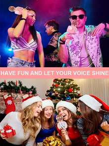 AKKHOO 无线麦克风、集成麦克风和扬声器、多功能卡拉OK麦克风、无线电容式麦克风 - 玫紅色 - 查看 4