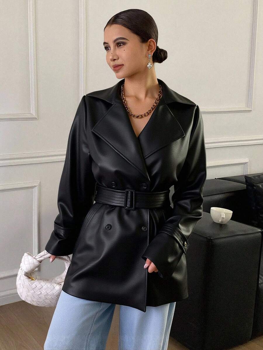 Livesso 女士休闲系带翻领西装外套，常规版型，秋季款