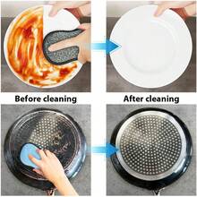 3/6 Pack Multi-Purpose Scrub Sponges For Kitchen  Non-Scratch Microfiber Sponge Along With Heavy Duty Scouring Power - Effortless Cleaning Of Dishes, Pots And Pans - 淺藍色 - 查看 6