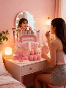 42pcs Multi-Functional Makeup Tool Set With Cosmetic Bag, Includes Various Makeup & Cleansing Tools, Great Gift For Valentine's Day And Thanksgiving - Multicolor - View 8