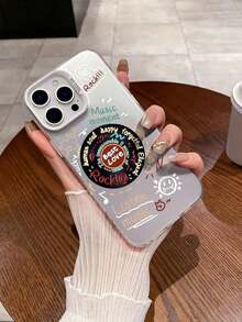 1pc IMD Procesamiento Láser TPU Blanco + PC Combinación Suave y Dura Patrón de Donut de Letra de Caricatura Grueso a Prueba de Golpes, Antigolpes y Antihuellas Funda de Teléfono de Protección Completa Compatible con iPhone 14PLUS/15/15PRO/15PROMAX/15PLUS/16/16PRO/16PROMAX/16PLUS/SAM S22/S22PLUS/S22ULTRA/S23/S23PLUS/S23FE/S23ULTRA/S24PLUS/S24ULTRA Regalo para Cumpleaños, Madre, Familia, Amigos, Novio, Novia - Plateado - Ver 3