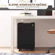 Vinsetto Lockable Filing Cabinet With Drawers, 37L X 43.5W X 60H, Rolling With Brakes, 3-Tier Adjustable Steel Shelf, Black - 1 - View 4