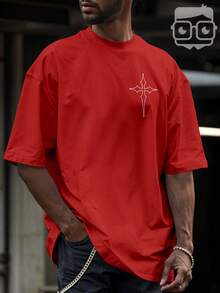 Oversized Gym Cross Streetwear Gothic Urban Style T-Shirt 3258 NERD VEST - Red - View 7