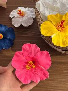 5个/1个 女士粉色黄色白色橙色蓝色7.5厘米/2.95英寸扎染仿花发夹，时尚百搭高端优雅简约纯色侧夹发饰，适合日常外出、休闲、派对、通勤、度假、马尾辫、发髻、洗脸、化妆、服装搭配、爪夹、发夹、发卡、情人节配饰、头部配饰、春季、发卡 - 彩色 - 查看 4