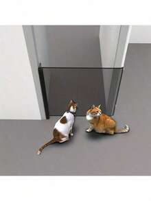 1pc Easy Install Retractable Black PVC Pet Gate - No Drill Fence For Indoor Stairs, Dog Barrier, Cat Enclosure With Automatic Closing Feature, Cat Gate For Outsid