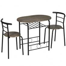 HOMCOM Bistro Set Dining Table Kitchen Table With Chairs, 1 Table, 2 Chairs, 80 X 53 X 74.5, Black - 1 - View 9