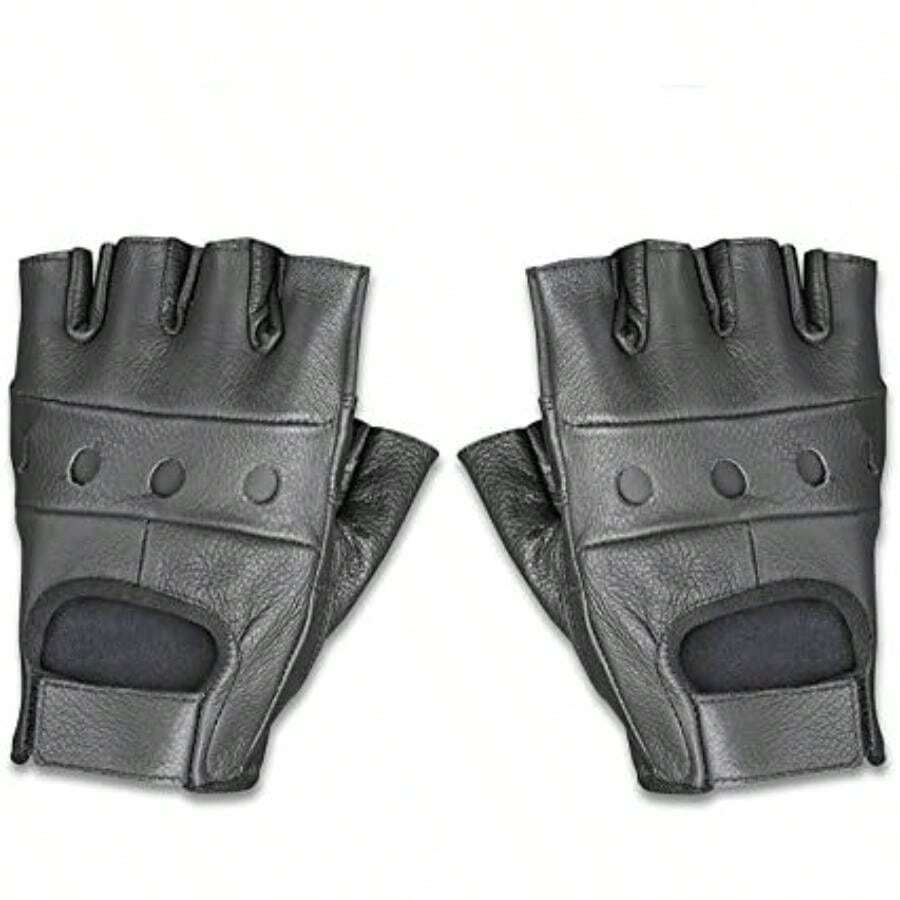Raider uantes sin Dedos (de Piel, Color Negro), Negro, Large(CH) - Multicolor - Ver 1