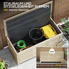 Outsunny 185L Storage Box, Waterproof Garden Box With Wheels, Weatherproof And UV Resistant Wooden Storage Box, Outdoor Garden Chest, Balcony, Natural Wood On Site - 1 - View 8