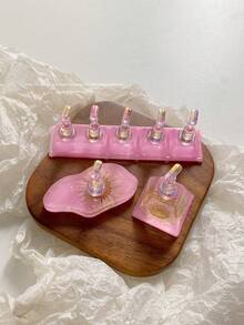 亚克力极光彩虹色矩形钻石形状美甲展示架，树脂水晶珠水钻复古韩国花朵激光 DIY 家居和户外女士母亲姐妹妻子女友婚礼美甲沙龙美容情人节使用