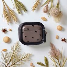 1pc Minimalist Black Heart Design [With Black Ring] Cute & Simple Creative Transparent Silicone Keychain/Holder For AirPods 1/2/3/4/Pro/Pro2/Pro3 - Multicolor - View 4