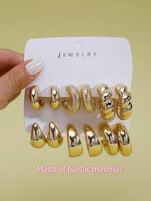 6-12pcs/Set Fashionable Delicate Minimalist C-Shape Hoop Earrings, Suitable For Women's Daily, Date, Party Outfits