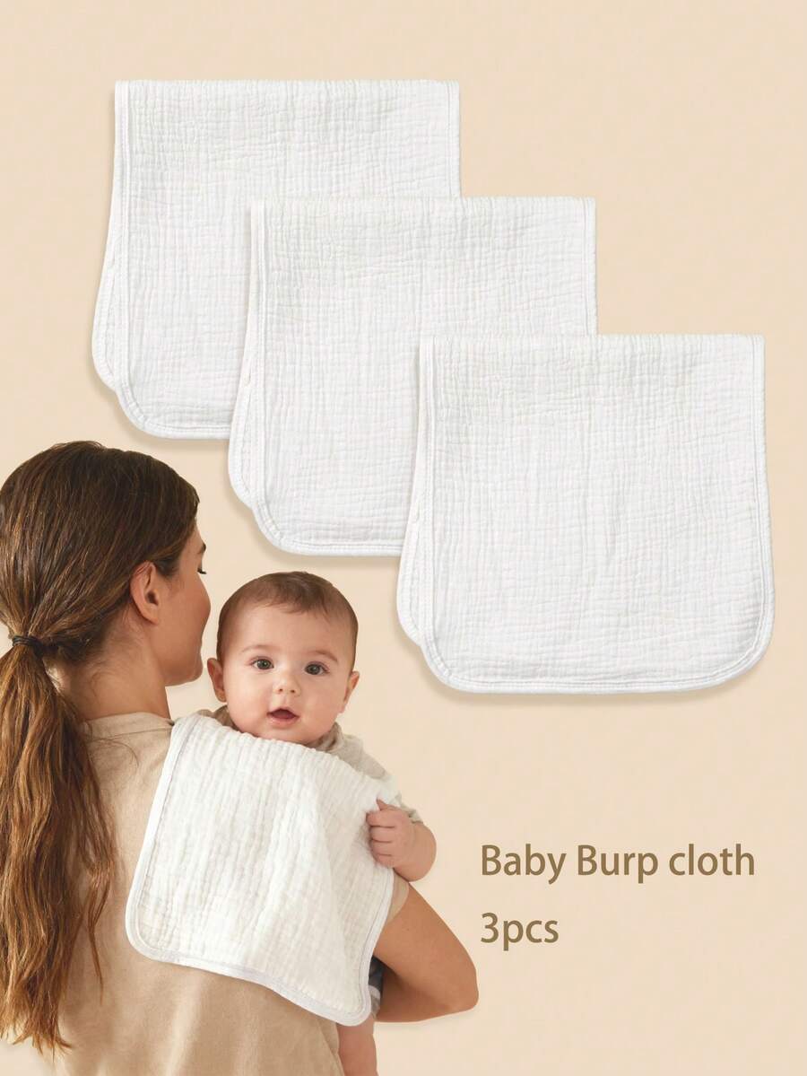 3pcs/Pack Baby Burp Cloths, Bibs, Also Can Be Used As Baby Towels, Gifts For Babies, Easy To Carry, Suitable For Daily Use At Home And Outdoor - Multicolor - View 1