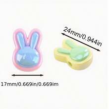 10pcs Colorful UV Cross Hole Rabbit Head Acrylic Beads For DIY Jewelry Making, Necklaces, Bracelets, Earrings, Handicraft Accessories - 10Pcs - 查看 2