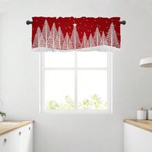 Cortinas de invierno de Navidad para ventanas de cocina 54 x 18 pulgadas árbol rojo copo de nieve bolsillo para barra cenefa cortinas cortas de Navidad para sala de estar recámara baño - rboldeNavidad - Ver 3