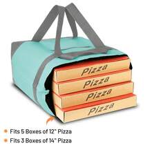 ZBEZBE ZEBZEB Insulated Cooler Tote Bags, Soft Totes With Top Zipper And Sided Pockets For Pizza Delivery, Grocery Shopping Travel Beach, Large Leak Proof Food Delivery Bag Frozen/Thermal Foods, Collapsible - 綠色 - 查看 4