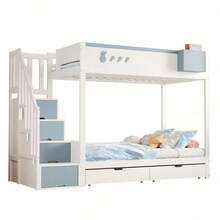 Kids Bed Frames, Headboards & Footboards - White+Blue + Wood + 90cm*200cm - View 10