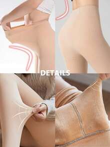 1双200克女士性感多色打底裤，加大码连裤袜，秋冬商务/性感风格，肤色性感透明长筒袜，加大码连裤袜，加厚绒面保暖打底裤和连裤袜，适合各种节日保暖下装、日常休闲穿着，性感紧身打底裤（适合0-15℃） - 杏色 - 查看 5